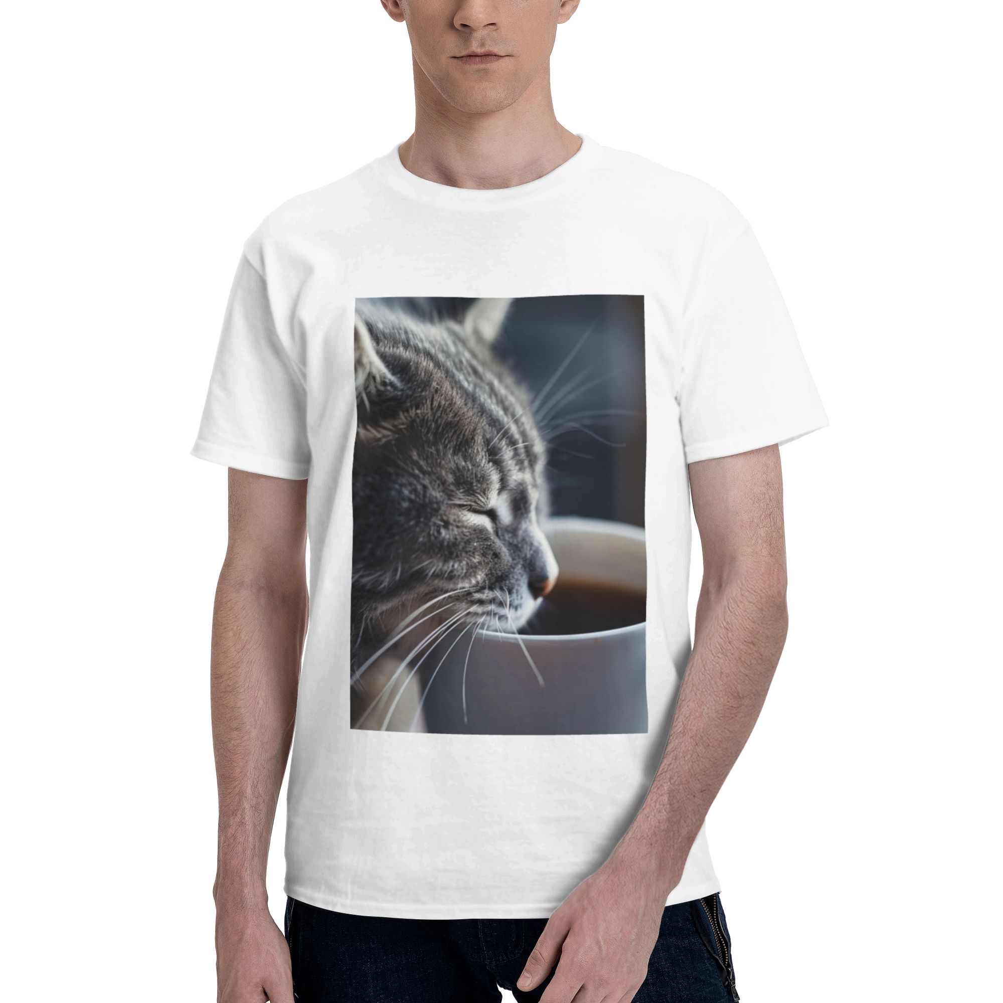 soft-and-comfortable-white-cotton-cat-print-short-sleeved-t-shirt-white